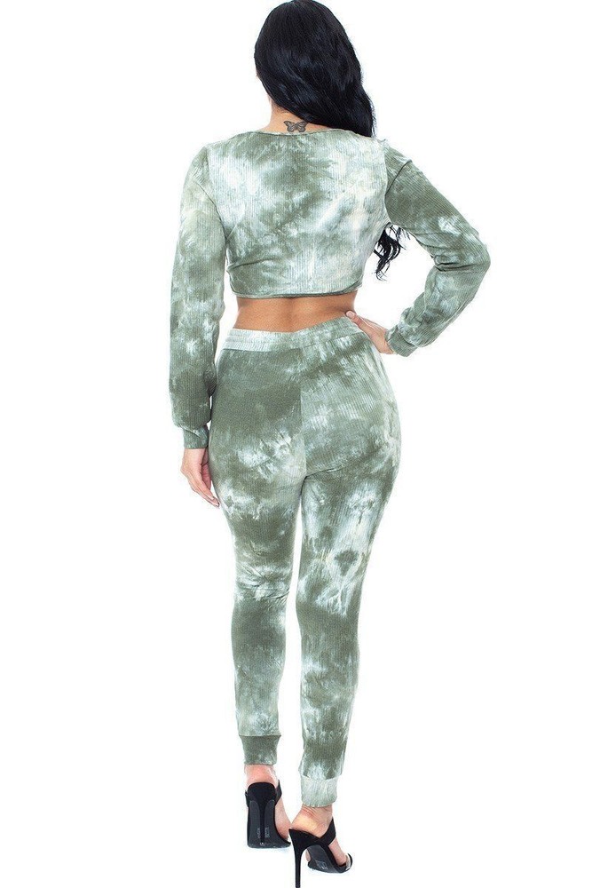 Women's Tie Dye Ribbed Sweater Set