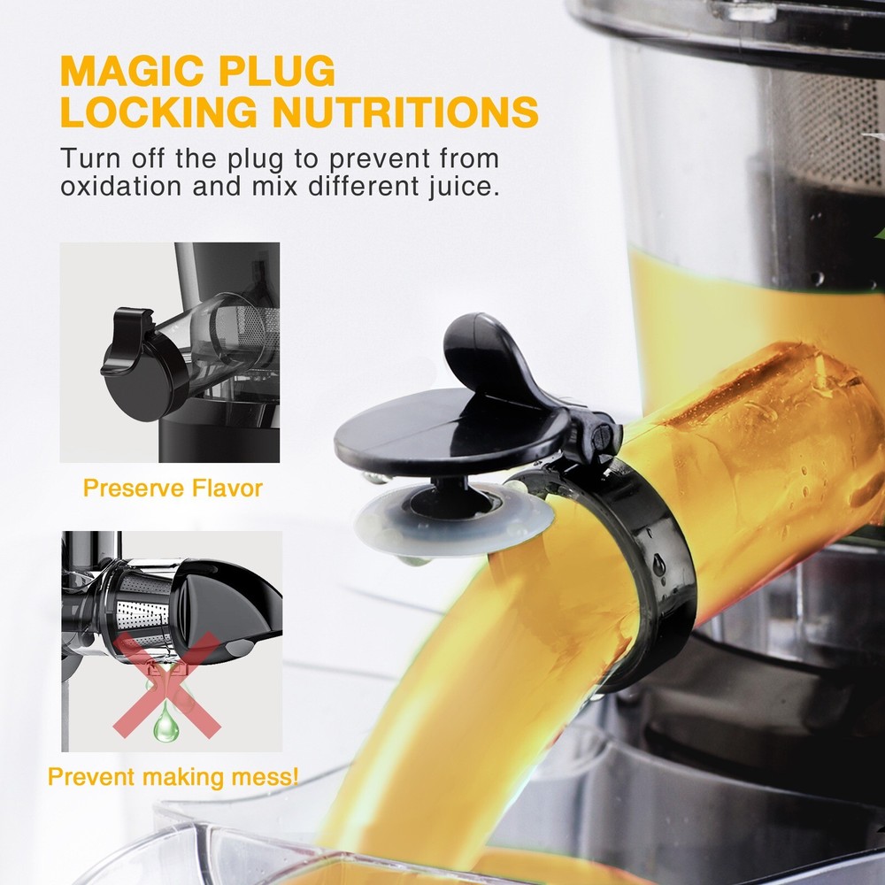 Aeitto HSJ8824-02 Cold Press Masticating Juicer, Black