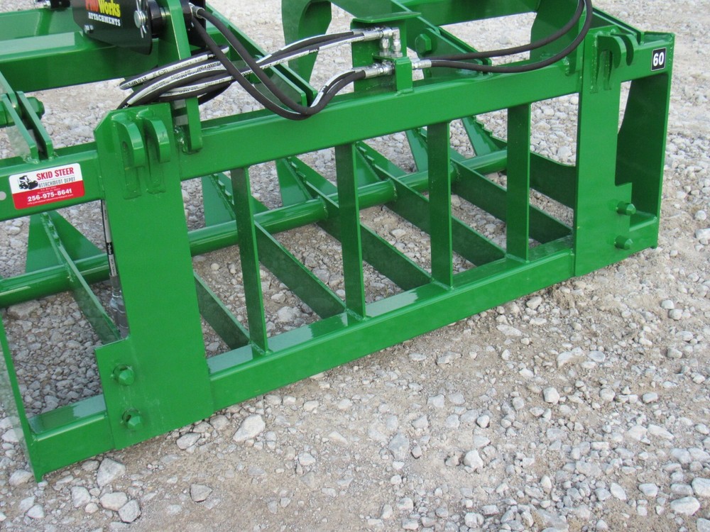 60" Dual Cylinder Root Grapple Bucket Attachment Fits John Deere Tractor Loader