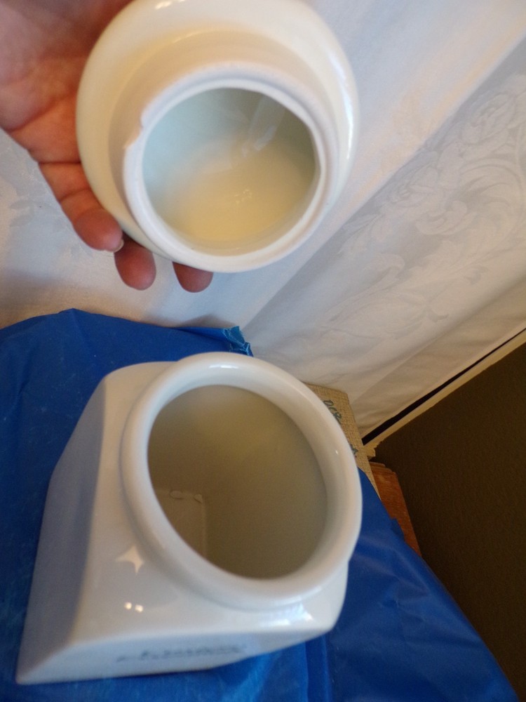 White P & S Ceramic Kitchen Canister w/"Custom Essentials" Text