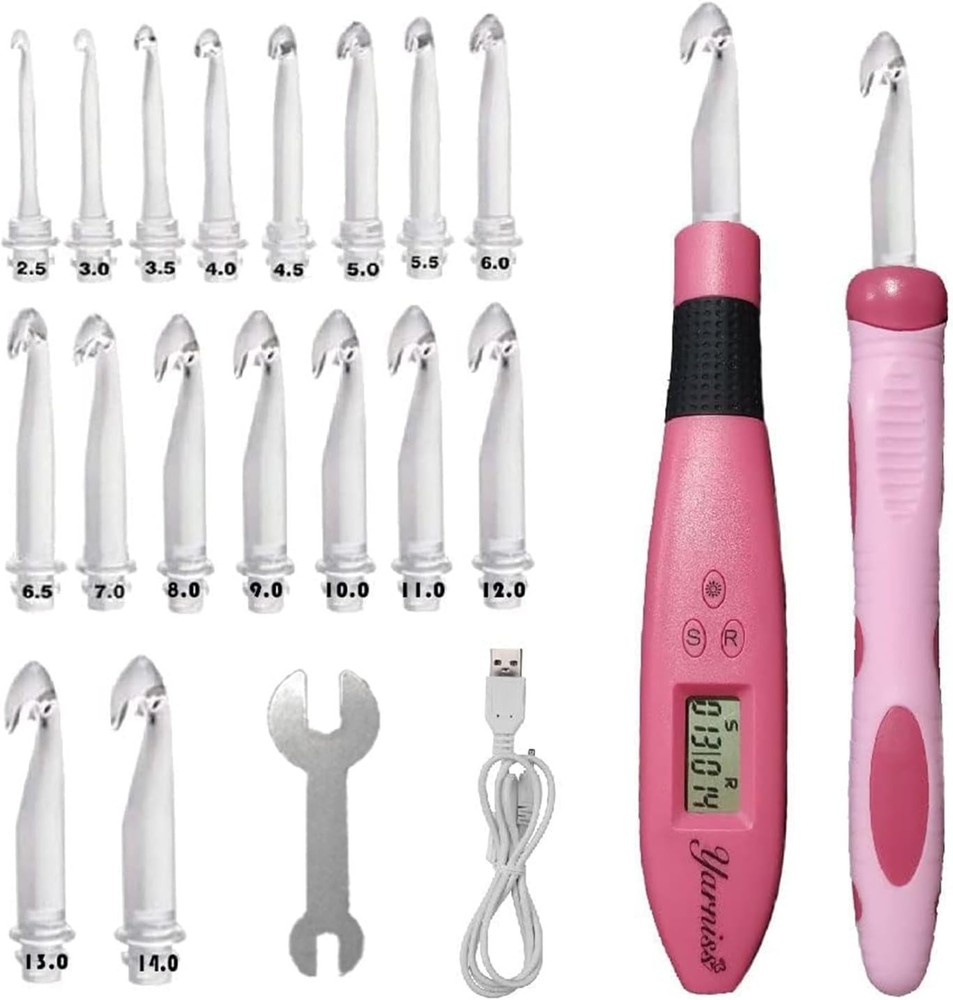 17 Size Crochet Hooks Set with Light & Counter