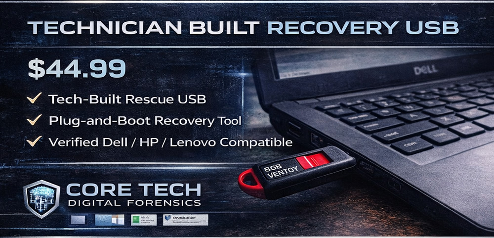 Pro Tech Boot USB – Windows Recovery, Data Rescue, Diagnostics (Dell/HP/Lenovo)