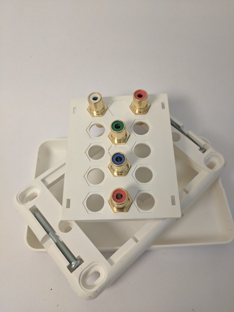 RCA Wall Plate Input Component Video/Audio Gold Plated Contacts White
