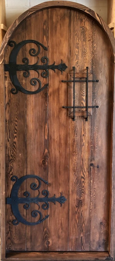 Rustic reclaimed solid old growth lumber Doug Fir wine room solid 2" arched DOOR