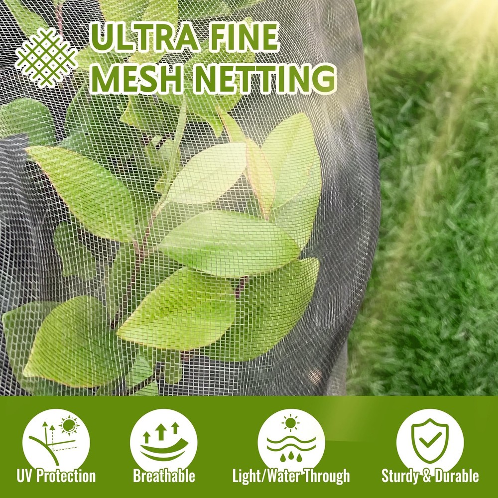 2 Pack Fruit Tree Netting Bags with Zipper and Drawstring, 4 x 5ft Ultra Fine...