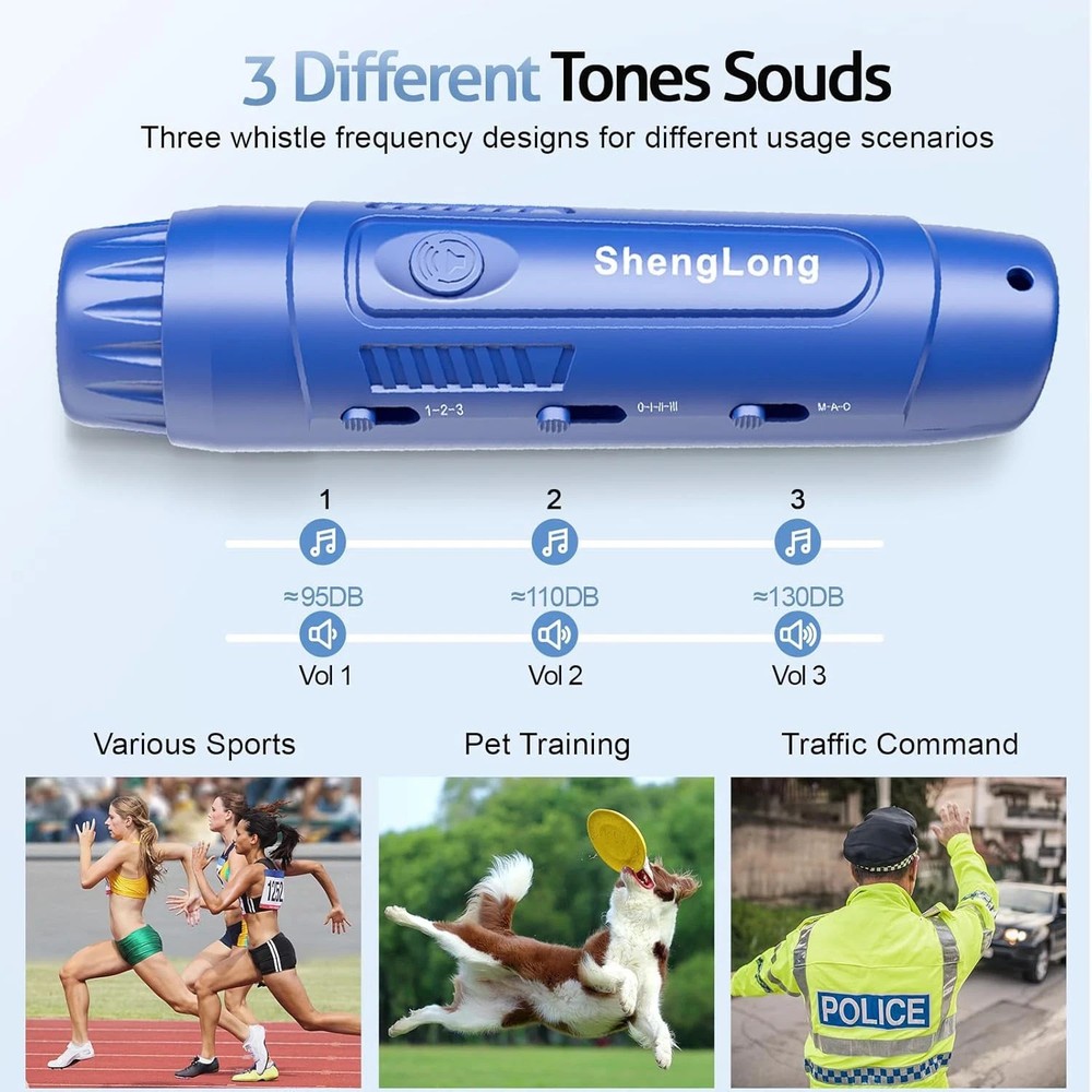 Electronic Whistle with 3 Tones & 3 High Volume Settings - Battery Powered Emerg