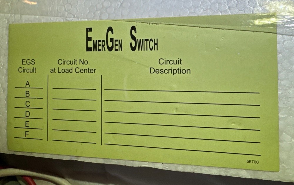 EmerGen Switch Manual Transfer Switch NOS #6-7500