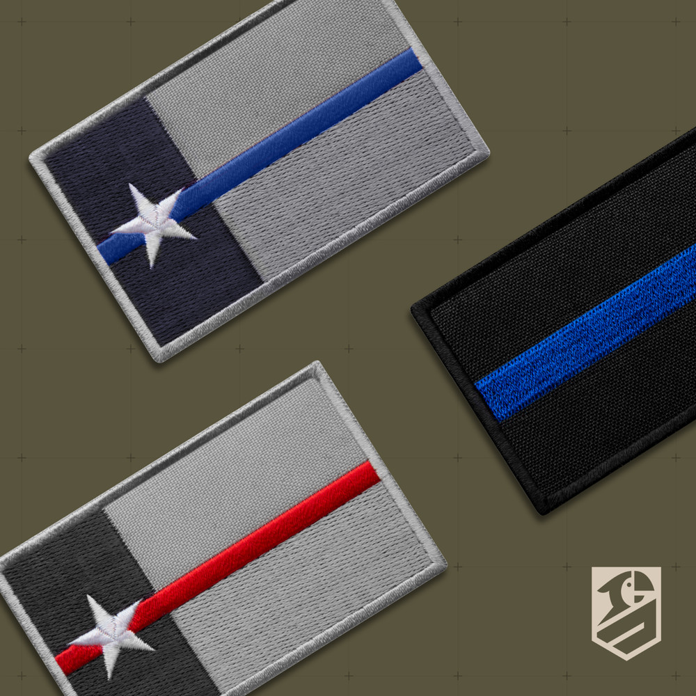 2Pcs Blue Line Flag Patch, Embroidered Texas Flag Patch with Thin Blue Line