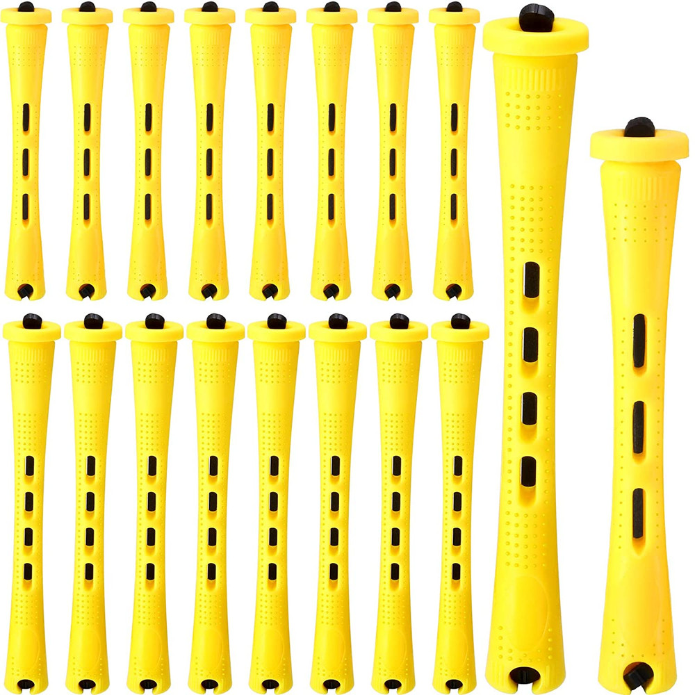 Cold Wave Perm Rods - 48 Plastic Hair Rollers in 2 Sizes, Yellow