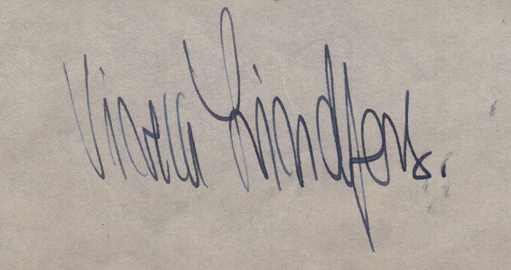 VIVECA LINDFORS - DOCUMENT DOUBLE SIGNED 07/20/1946
