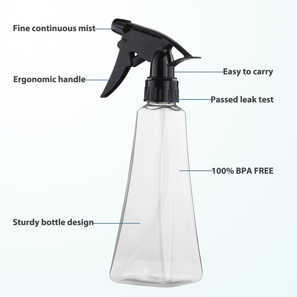 Spray Bottles (2-Pack, 12 Oz.) Mist/Stream, Plastic Water Clear +