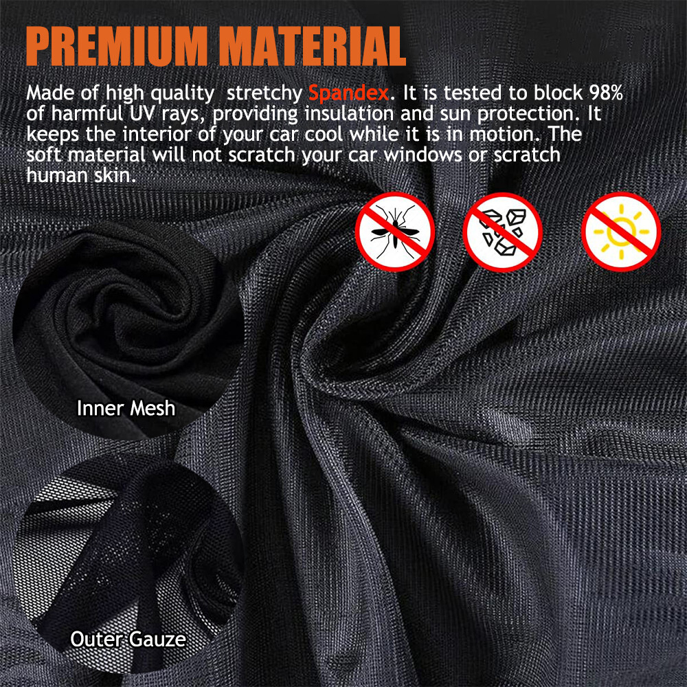 2PCS Car Side Front Rear Window Screen Cover Sun Shade Mesh Shield UV Protector