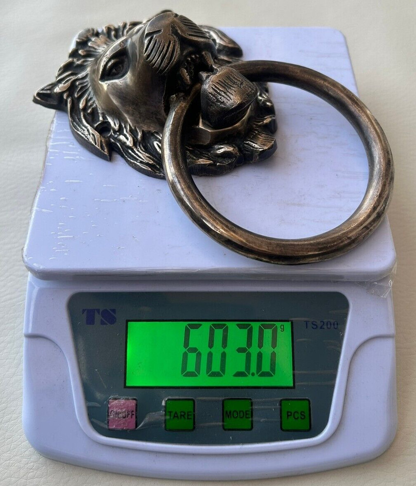 Vintage Brass Lion Head Face Door Drawer Cabinet Knocker Ring Pull Handle