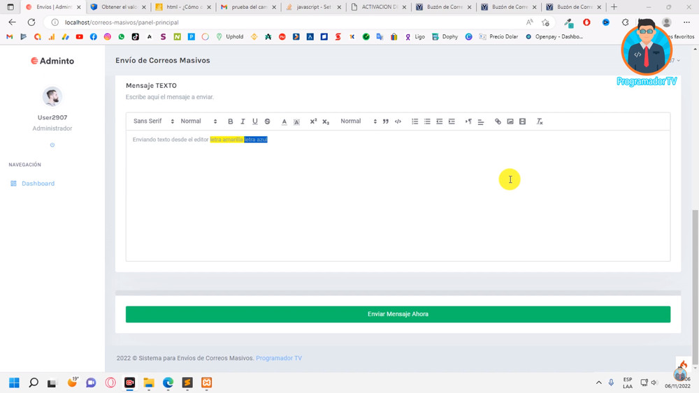 Sistema Web para envíos de correo masivo | PHP, JAVASCRIPT, JQUERY, BOOSTRAP