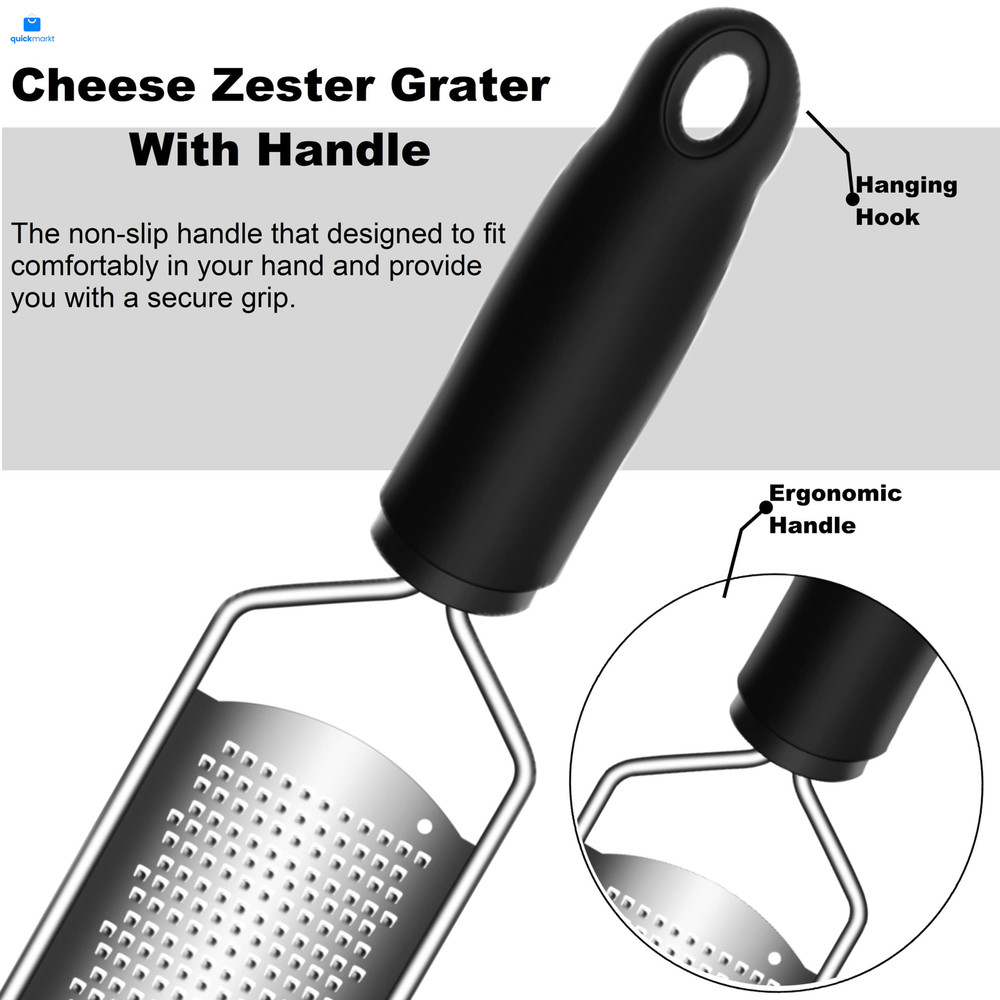 Cheese Zester Grater Handheld with Handle-Lemon Citrus 1 Pack, Black