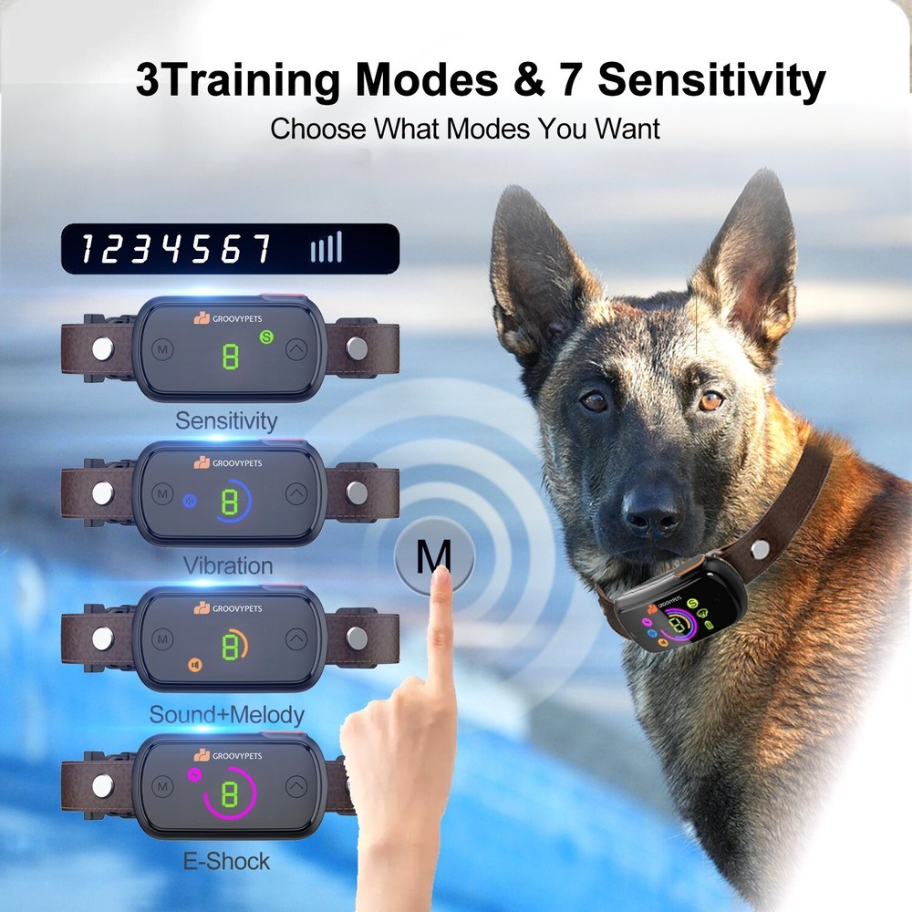 Waterproof Leatherette Strap Auto Anti bark Dog Training Shock Collar Device