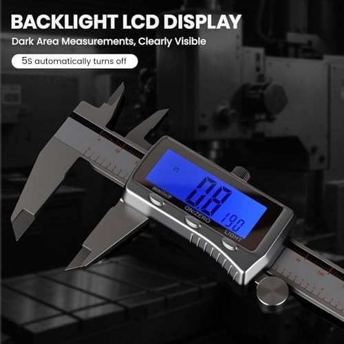 Digital Caliper, Rechargeable Caliper Measuring Tool with Backlight LCD