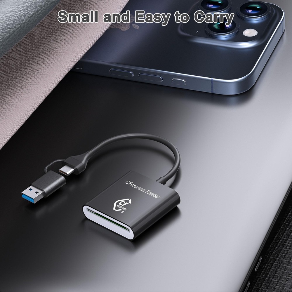 CF Express Type B Card Reader with USB 3.2 (Gen 2) 10Gbps, USB-C & Black