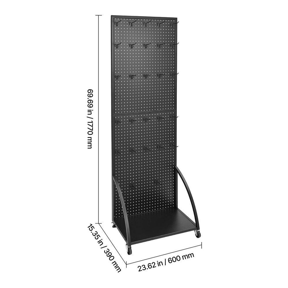 Pegboard Display Stand with 30 Hooks Pegboard Panels Display with a Plate Black