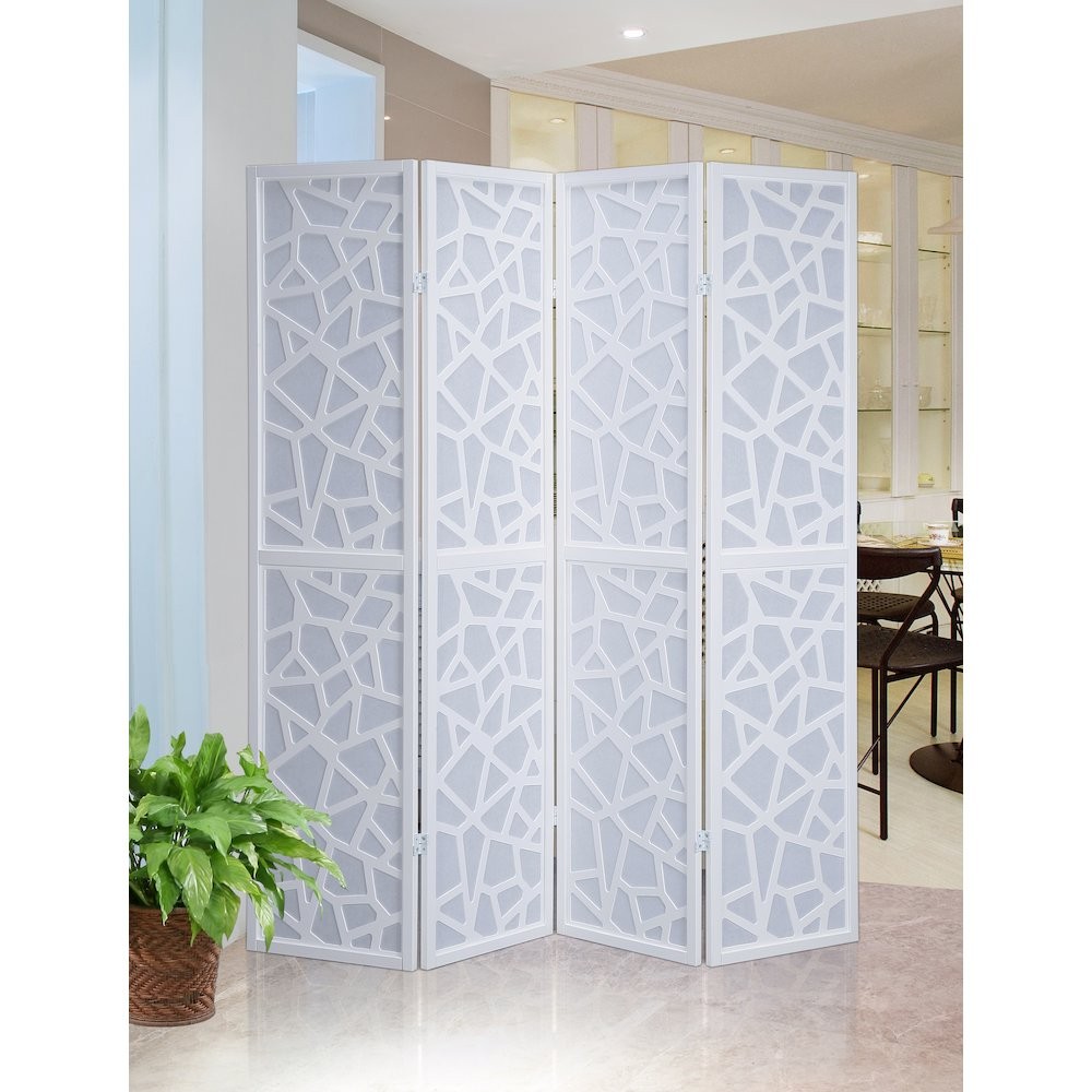 Giyano White 4 Panel Screen Room Divider