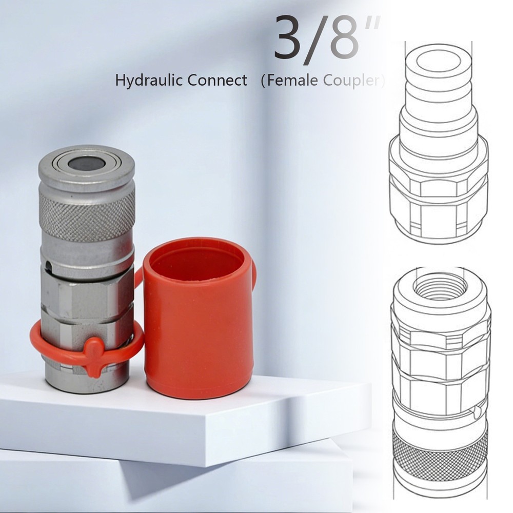 3/8″ Flat Face Hydraulic Quick Connect Female Coupler, 1/2″ NPT ThreadVM8V