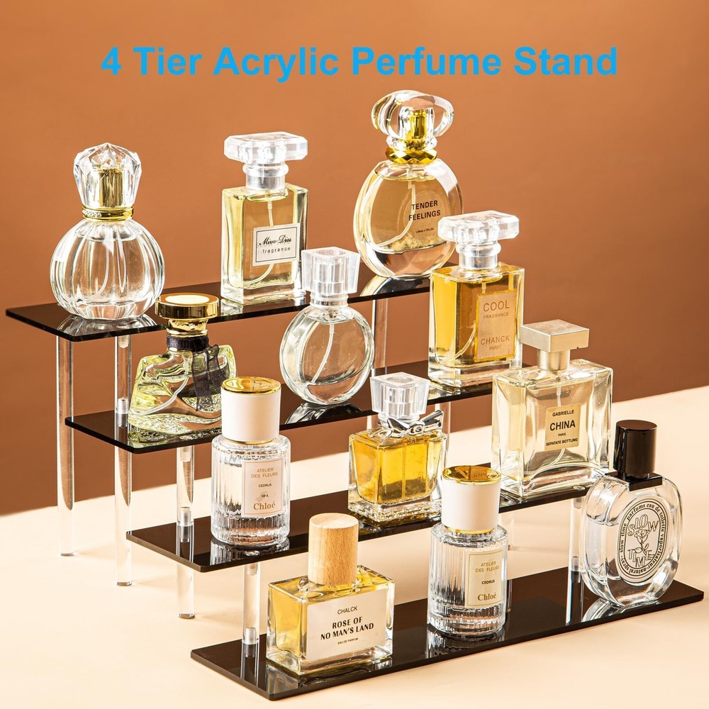 4 Tier Perfume Organizer Stand, Acrylic Risers Display Stands, Display Risers...