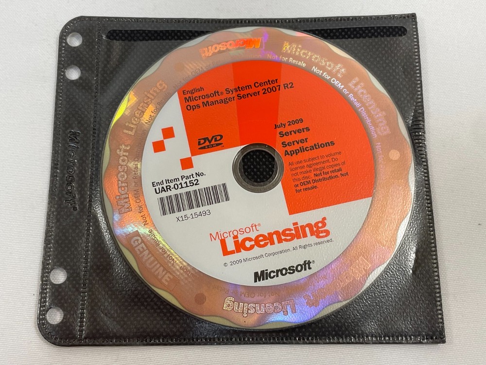 Microsoft System Center Ops Manager Server 2007 R2 Windows DVD PC Software