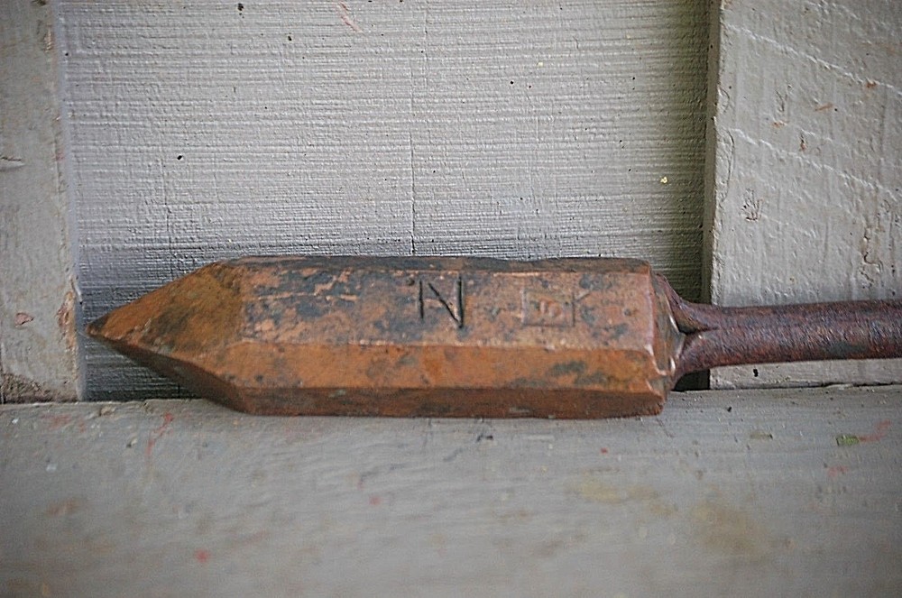 Copper Head Soldering Iron Wooden Handle Primitive Tool Blacksmith Vintage