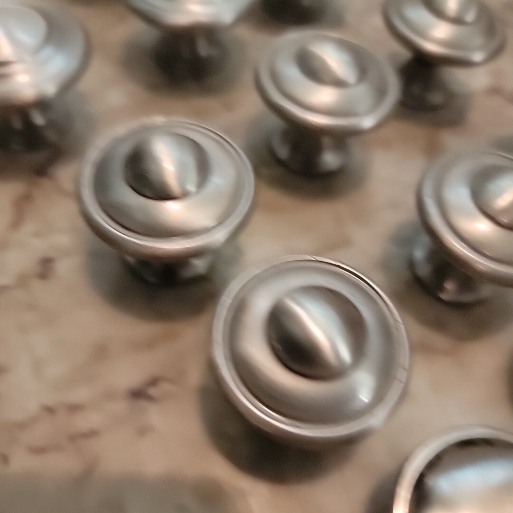 Cabinet Knobs Lot 18 Brushed Silver Round 1.25" Kitchen Drawer Pulls