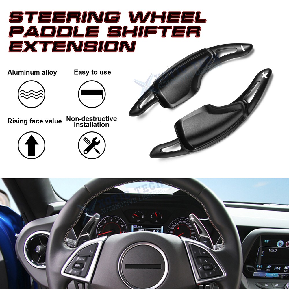 Black/Red Paddle Shift Steering Wheel Shift Extension For Chevy Camaro Corvette