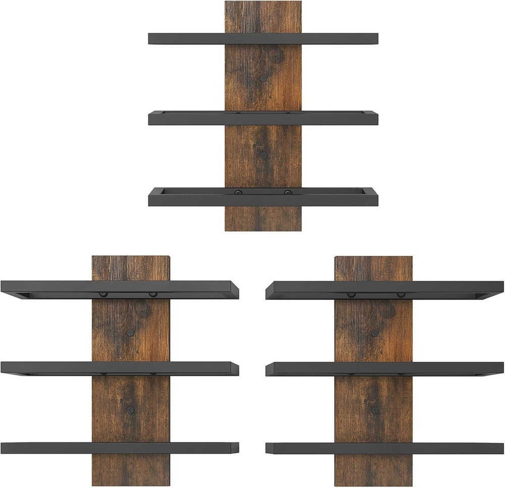 3 Tier Wall Mount Wine Rack Set 9 Bottles, Wall Mounted Wine Bottle Rack for ...