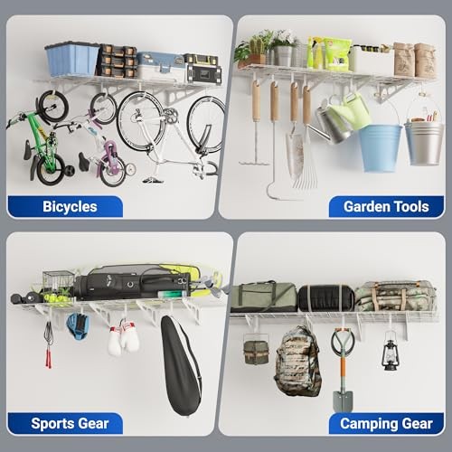 4 Pack Add On Storage Flat Hook Accessory for Garage Flat Hook x 4 White