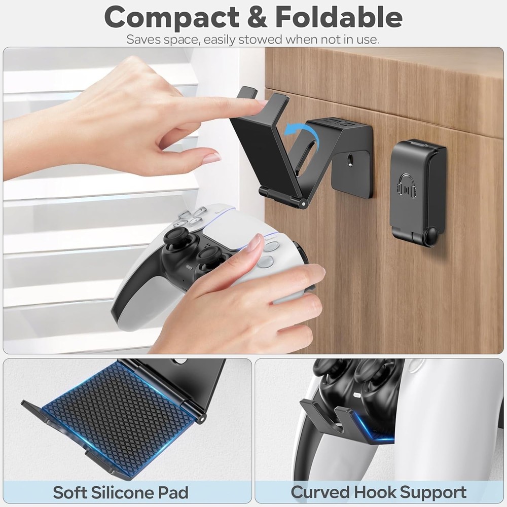 Controller & Headset Wall Mount Holder Stand Pack of 9 Space-Saving Gaming Or...