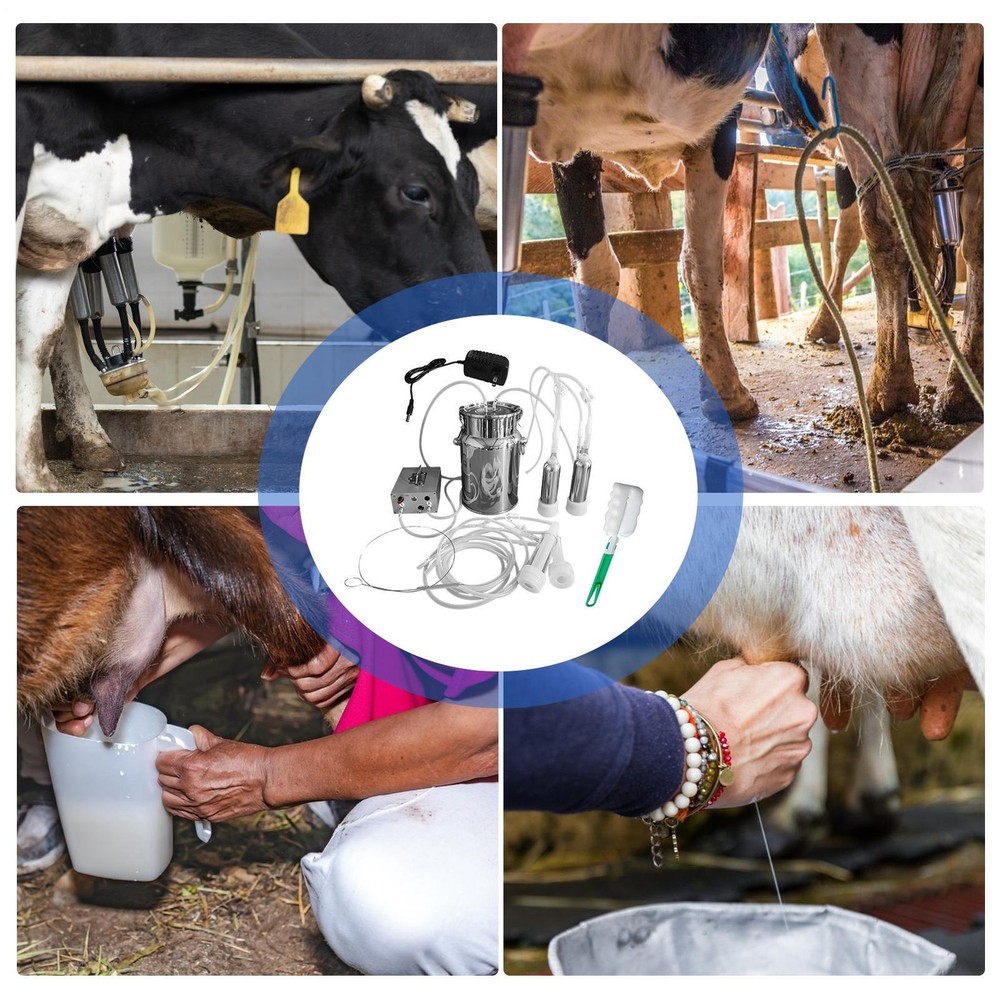 Electric Cow Milker Machine 7L Pulsating Adjustable Goat Automatic Milker