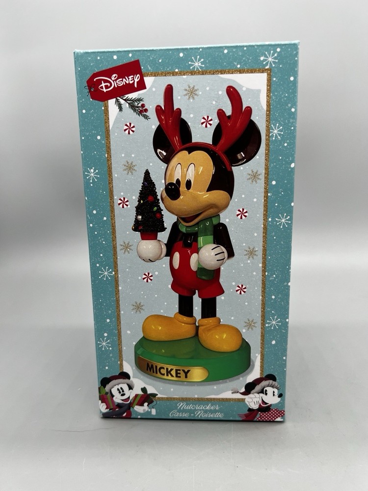 Disney Kurt Adler Mickey Mouse with Tree Nutcracker, Multicolored, 6"