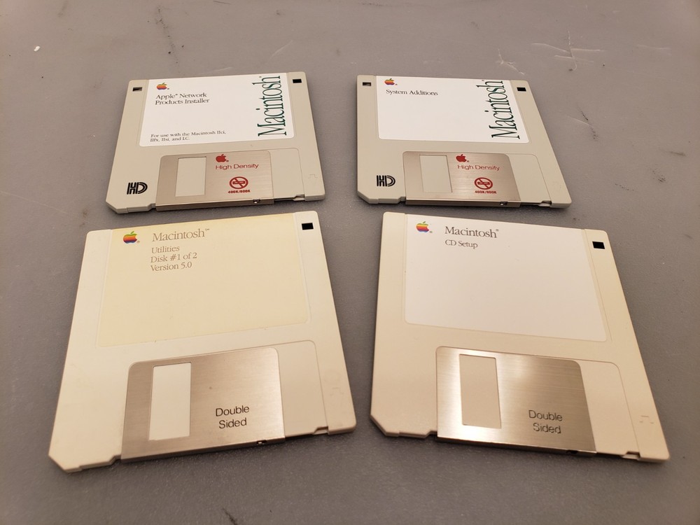 Vintage Apple Mac Misc. Floppy Disk Set, System Additions, Utilities, Network,