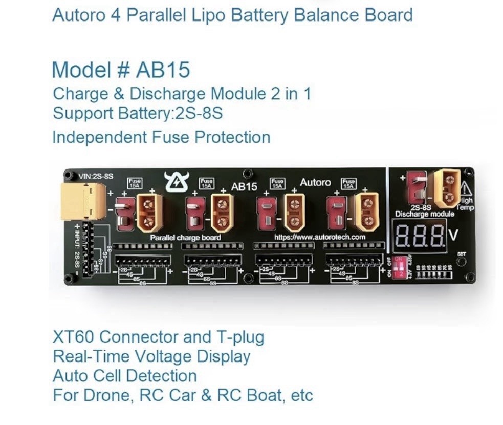 Parallel Lithium Battery Charging Board, Balanced LiPo Battery Charging Board...