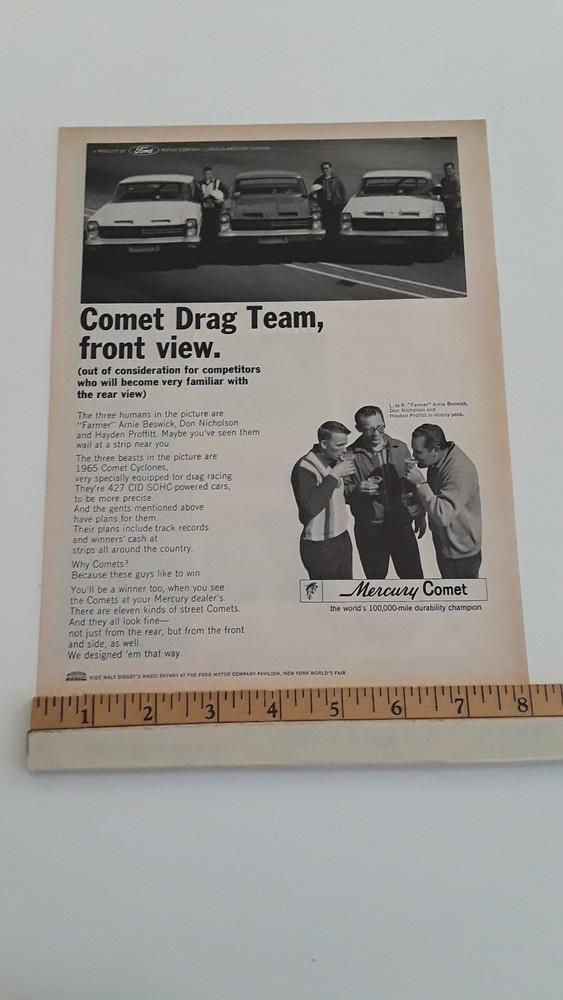 1965 MERCURY COMET RACE CAR ORIGINAL 1965 AD