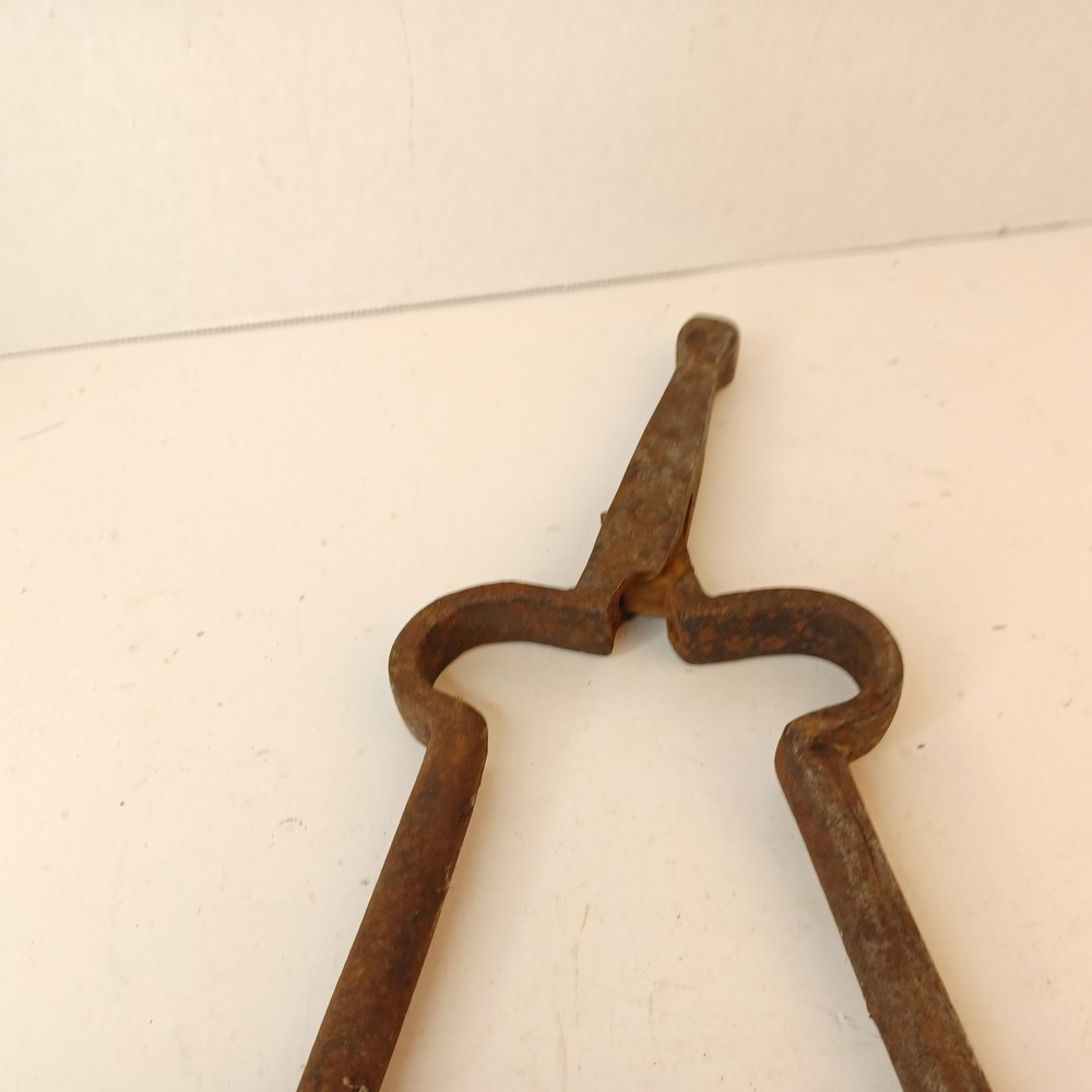 Vintage 23” Metal Iron Fireplace Forge Tool Log Tongs Fire Pit Tools Blacksmith