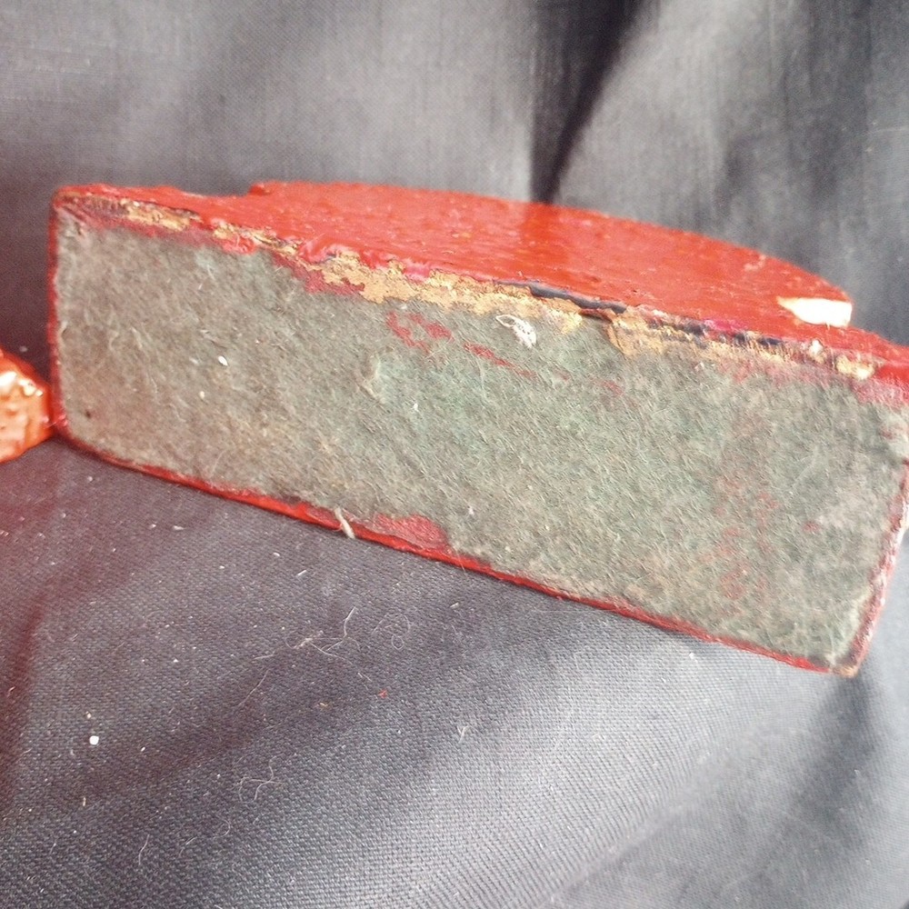 Vintage Orange Red Painted Bumpy Composite Ship Bookends Rustic As Is 5.75" Tall