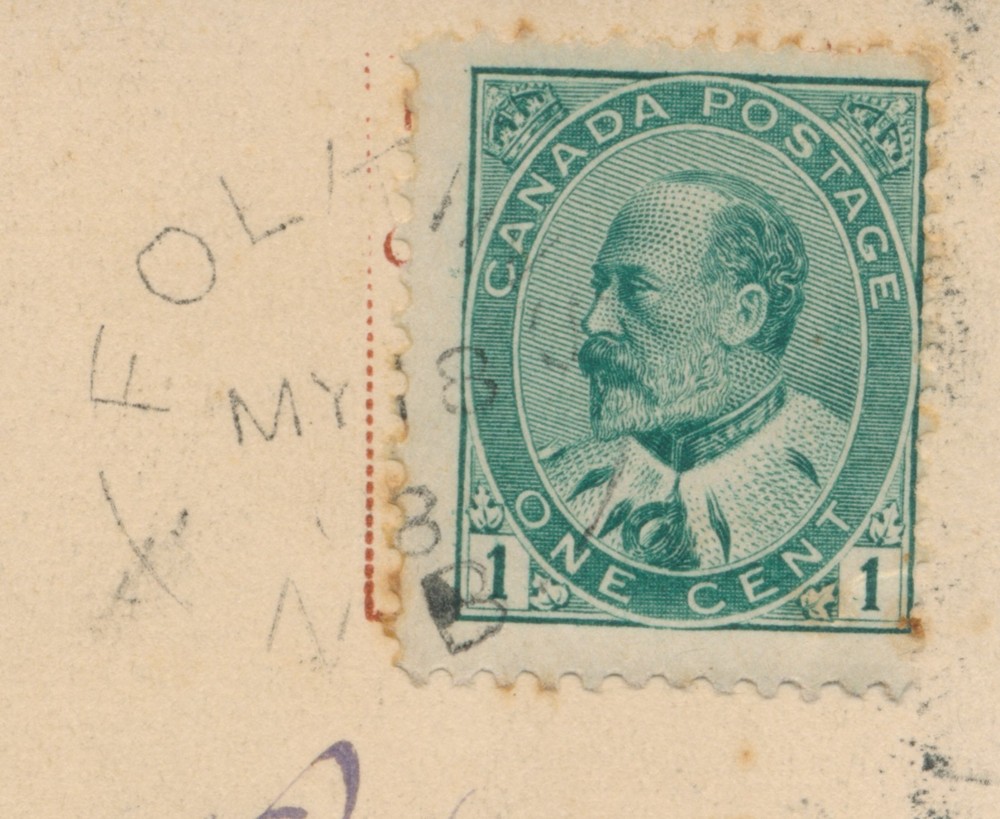 Folkins, NB - 1908 Split Ring Cancel on Elgin, NB Postcard