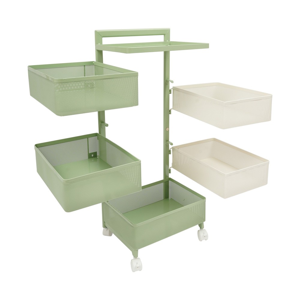 Rotating Storage Rack W/ Rotating Basket Rotating Kitchen Storage Cart W/ Wheel