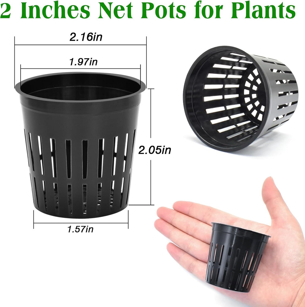 2 Inch Net Pots for Hydroponics, 100 Pack Mesh Net Cups Hydroponic Baskets Plant