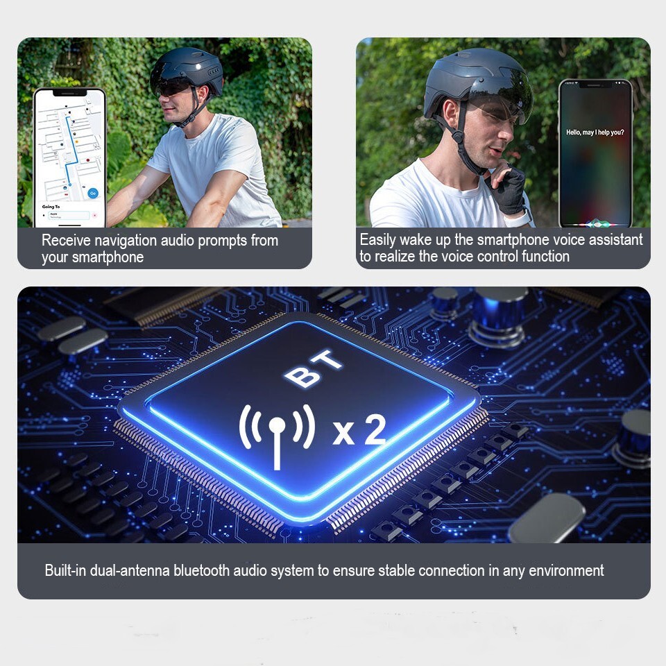 Smart riding helmet with camera, Bluetooth, turning tail light