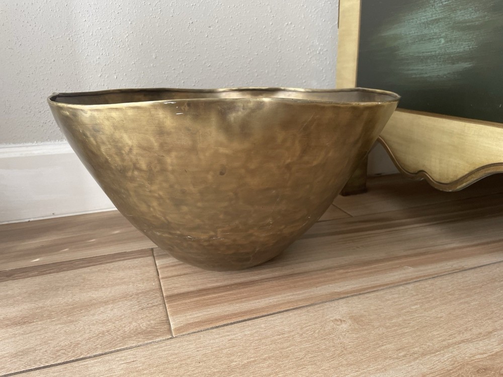 Pottery Barn Brass Large Bowl Planter Wavy Container Home Decor