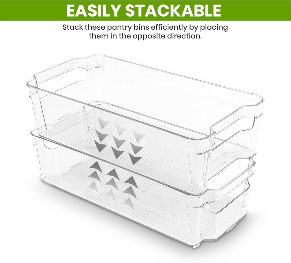 - Fridge & Refrigerator Organizer Bins (8 Pack), Clear Stackable Durable Plas...
