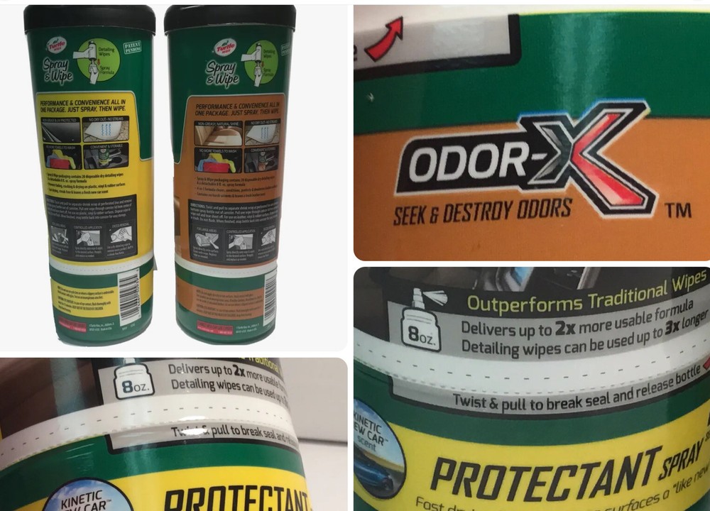 Turtle Wax Spray & Wipe Leather and Protectant Wipes Combo Protect Remove Odor