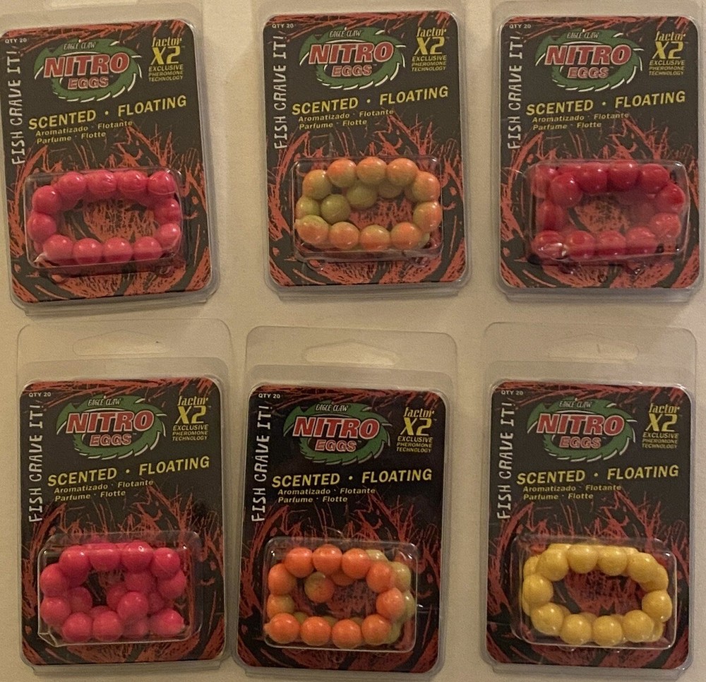 9 Packages Of Assorted Premium Artificial Salmon Eggs