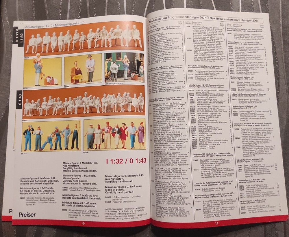 catalogue PREISER 2007 figures model railway train HO (German)