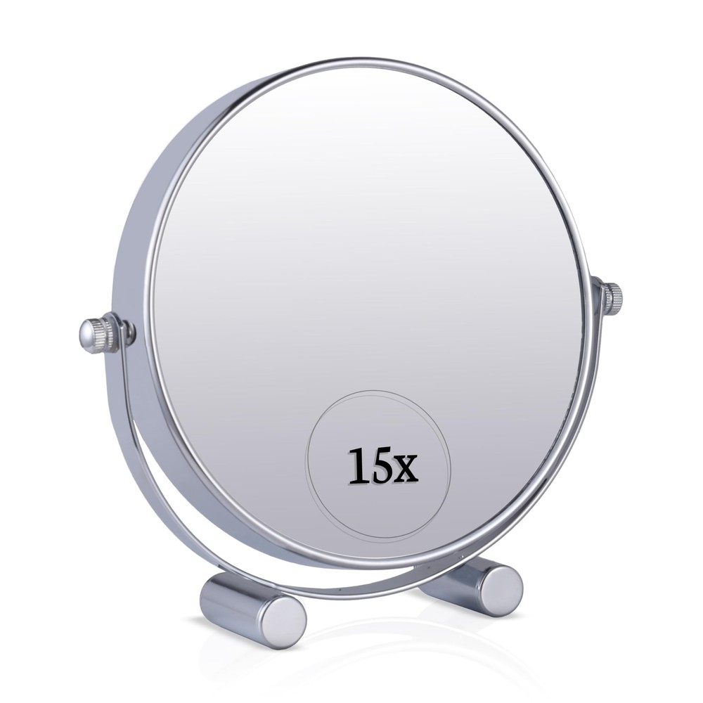 MIRRORVANA Small 15X Magnifying Tabletop Mirror for Makeup - Double Sided 15x...